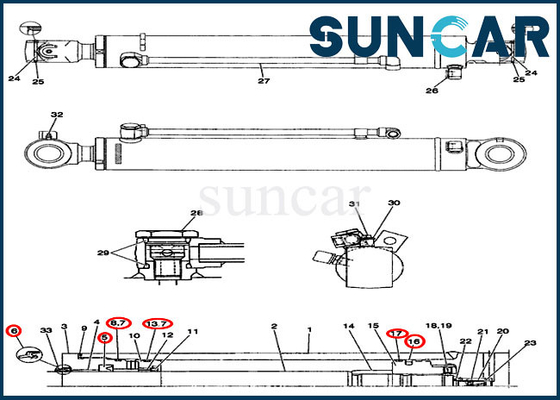 comprar Reparo Kit Boom Cylinder Replacement Kit do selo do balanço do CASO PX01V00045R300 de CX36B CX31B online manufacture