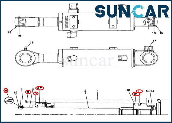 comprar Modelos do equipamento do EXEMPLO de Kit Fits CX31 CX36 do selo do cilindro de lâmina da escavadora do braço PW01V00048R300 online manufacture