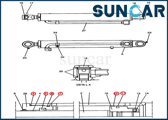 comprar CAIXA da máquina escavadora de Kit Fits CX47 do reparo do selo do cilindro dos jogos de reparação PH01V00016R300 da cubeta online manufacture