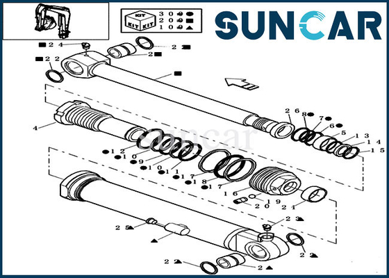 comprar Vista o selo que do braço da resistência 72275472 Kit Fits ENCAIXOTA a máquina escavadora Cylinder Service Kit de CX16B online manufacture