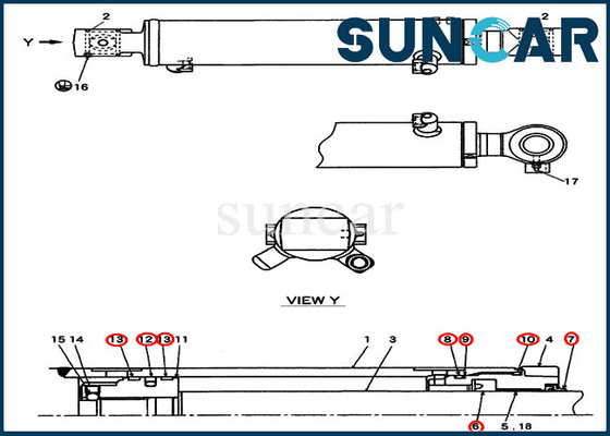 comprar Jogo da substituição do cilindro da cubeta do braço do balanço do caso PW01V00062R300 de CX27B CX31B CX55BMSR online manufacture