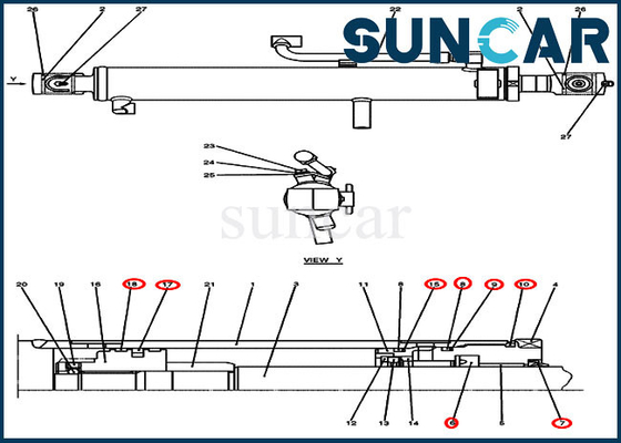 comprar Máquina escavadora da esteira rolante de Kit Fits CX27B do selo do reparo do braço do crescimento do jogo PV01V00051R300 da selagem de CASO online manufacture