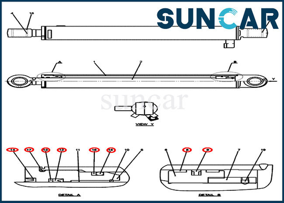 comprar Modelos da CAIXA da máquina escavadora CX50B da esteira rolante de Kit Cylinder Seal Kit Fits do reparo da cubeta PH01V00034R300 online manufacture