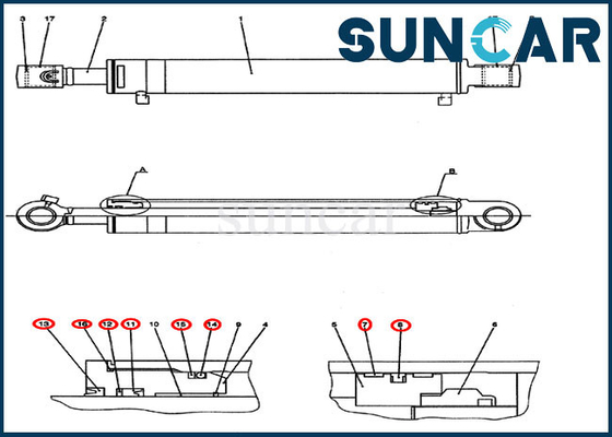 comprar Selo da máquina da CAIXA da máquina escavadora de Kit Repair Kits Fits CX50B do selo do cilindro do balanço PH01V00031R300 online manufacture