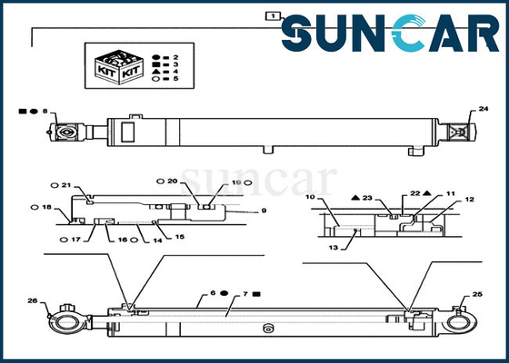 comprar O jogo PS01V00001R400 do selo do reparo do crescimento cabe o cilindro Rod do caso CX55B furo de 55 milímetros máquina escavadora de 90 milímetros online manufacture