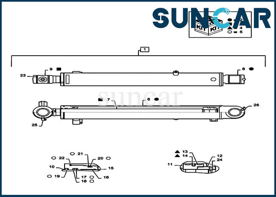 comprar Peças do equipamento da CAIXA da máquina escavadora de Kit For CX55B do reparo do selo do pistão do cilindro da cubeta PS01V00003R300 online manufacture