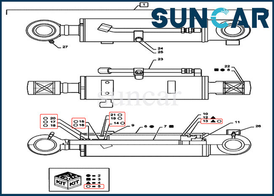 comprar Vista a máquina escavadora da esteira rolante de Rod Seal Kit For Case CX55B do pistão do cilindro da escavadora da resistência PS01V00005R400 online manufacture