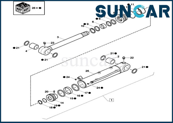 comprar Selos do serviço da substituição do cilindro hidráulico da caixa CX26C do jogo XKCD03353 do selo da lâmina da escavadora XKCD-03353 online manufacture