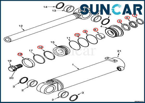 comprar O selo Kit Case Tilt Service Kit do cilindro de 87434291 cubetas cabe o equipamento dos modelos do carregador 621D 621G 521E online manufacture