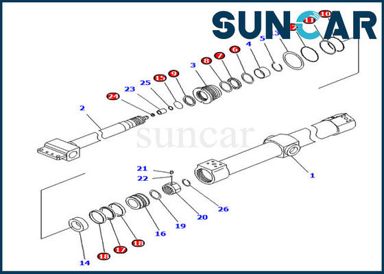 comprar Braço de Kit For Komatsu PC200SC-7-M1 PC200SC-6 Telesco do reparo do cilindro da corrediça do jogo KB3011A-00222 do selo online manufacture