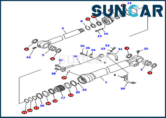 comprar Vista o jogo do selo do cilindro do jogo 707-99-58320 PC220-6 PC220LC-6Z KOMATSU do serviço da cubeta da resistência online manufacture