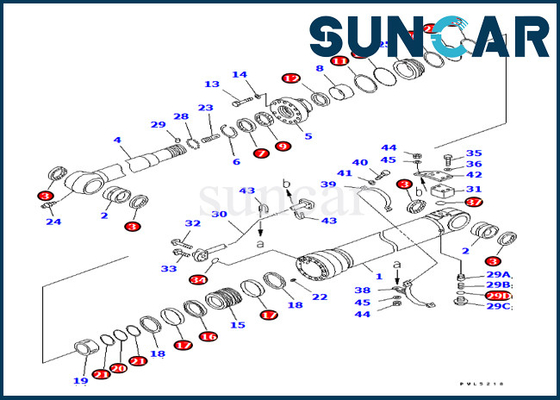 comprar Versão ultramarina KOMATSU de Kit For PC228US-3 PC228USLC-3 do serviço do cilindro do braço do jogo 707-99-57180 do selo online manufacture