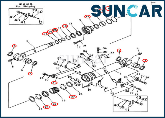 comprar 707-99-58110 jogo do serviço de Kit Fits Models PC300LC-5 PC350-6 KOMATSU do selo do cilindro da cubeta online manufacture