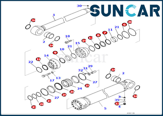comprar Jogo de reparação 721-98-01750 do selo do cilindro do braço do jogo do selo do cilindro do braço de KOMATSU 7219801750 PC490LCI-11 online manufacture