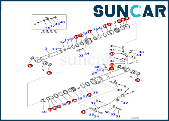 comprar Jogo de reparação do cilindro do braço dos ajustes 707-99-76180 PC500LC-8R PC500LC-8 do jogo 707-99-76180 do selo do cilindro do braço de KOMATSU online manufacture