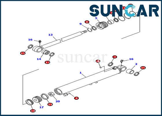 comprar 707-98-29510 7079829510 Boom Swing Cylinder Seal Kit para Especificações de Máquina PC40MR-2 Komatsu online manufacture