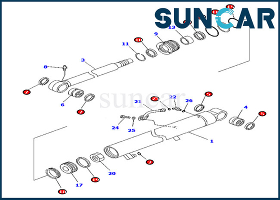comprar Selo do óleo Kit For Rod do crescimento dos jogos de reparação 707-98-26300 de PC45MR-3 KOMATSU furo de 50 milímetros cilindro de 80 milímetros online manufacture