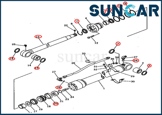 comprar Assy 201-63-02050 do cilindro 2016302050 jogo de reparação hidráulico do CYL de KOMATSU PC60U-5 dos jogos do selo do braço online manufacture