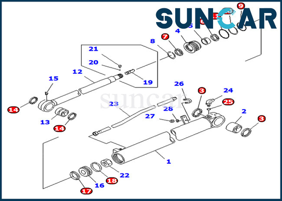Máquina escavadora 7079835140 Service Kit Arm Hydraulic Cylinder de PC75UD-2E PC75UD-2 KOMATSU 707-98-35140