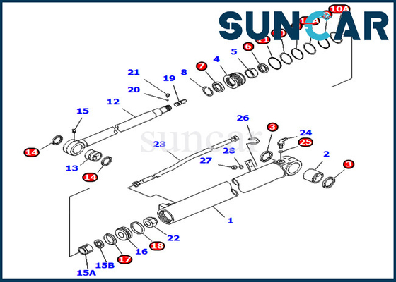 707-98-35270 7079835270 crescimento de Kit For PC75UD-3 PC75UU-3 KOMATSU do reparo do selo do cilindro do braço mono