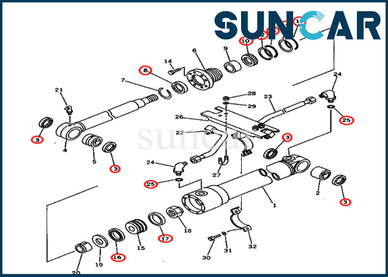 Braço 7079827500 de KOMATSU PC75UU-1 707-98-27500 que sela o jogo de Kit Hydraulic Cylinder Repair Seal
