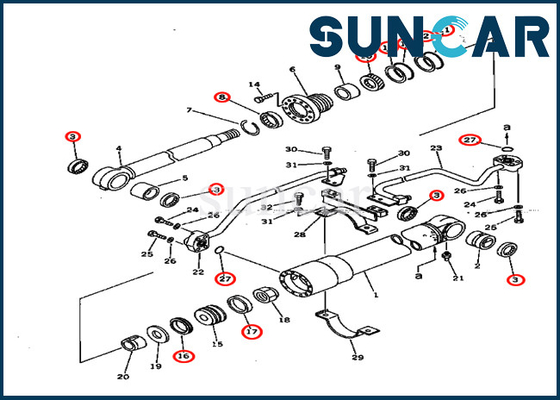 707-98-37600 7079837600 máquina escavadora de Kit Fits For Komatsu Models PC75UU-1 PW150-1 do selo do óleo do cilindro do crescimento