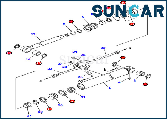 707-98-43200 7079843200 jogos do selo do reparo de Kit Komatsu PC75UU-2 PC78US-5 do serviço do cilindro do crescimento