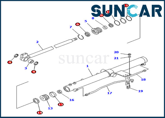 PC75UU-2 PC75UU-3 KOMATSU 707-98-24830 jogo do selo do reparo de Slide Arm Cylinder de 7079824830 máquinas escavadoras