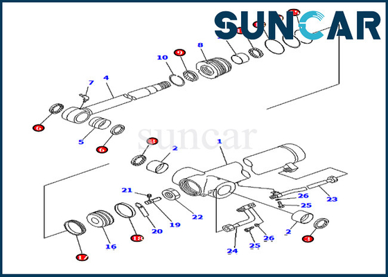 707-98-36630 7079836630 peças internas do equipamento de Kit Service Kits For Komatsu do selo do óleo do cilindro do braço PC75UU-3
