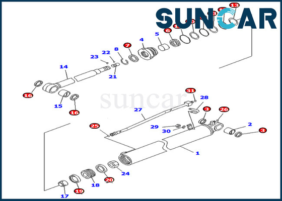 707-98-35310 7079835310 peças internas de Kit Fits For PC78US-8 PC78MR-6 PC88MR-6 KOMATSU do selo do cilindro do braço