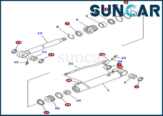 Jogo 707-98-41330 do selo do óleo do balanço do crescimento reparo Kit Fits PC78MR-6 PC88MR-6 KOMATSU de 7079841330 cilindros