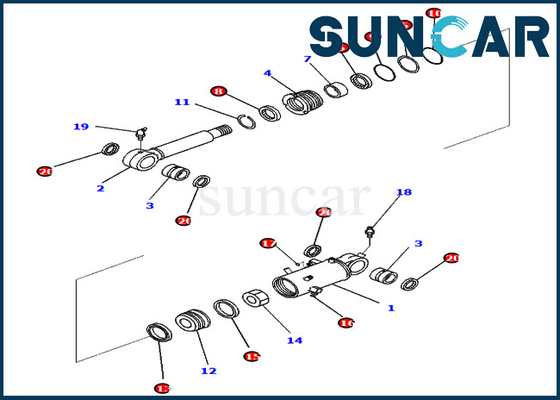 Jogos do serviço 721-98-00700 7219800700 peças internas de Kit For PC78US-10 KOMATSU do selo do óleo do cilindro de lâmina