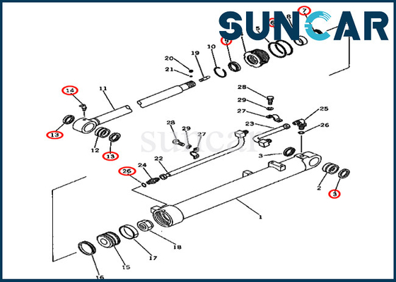 Cilindro hidráulico de Kit Repair Kits For 20X-63-66300 20X6366300 KOMATSU do serviço do braço PC80-1