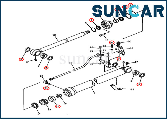 O jogo 20X-63-02030 20X6302030 PC80-3 PC80LC-3 do selo do reparo da cubeta modela o jogo da selagem do cilindro de KOMATSU