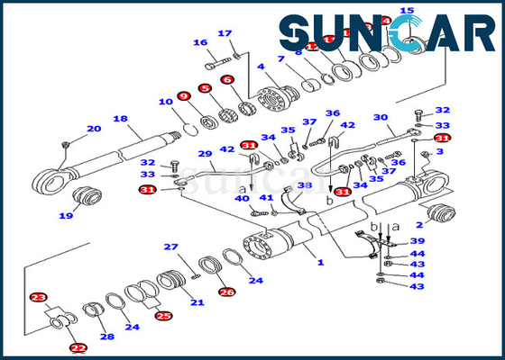 Jogos de reparação PC800-8 PC850-8 707-99-76230 do crescimento 7079976230 jogos da selagem do cilindro de KOMATSU