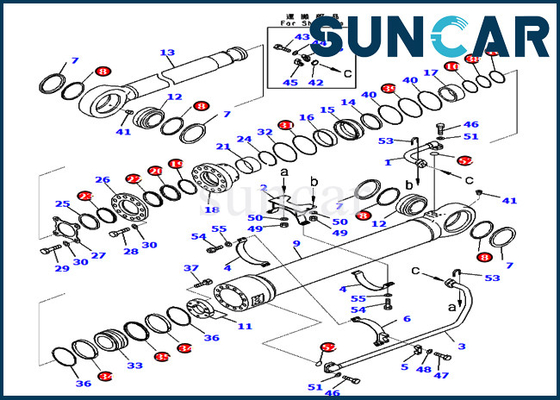 Jogo 721-98-01590 da selagem da cubeta selo Kit Hydraulic Cylinder do reparo de 7219801590 PC800SE-8E0 KOMATSU