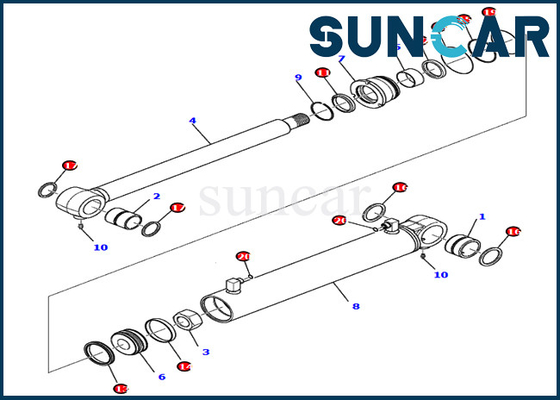 707-98-28670 serviço Kit Fits Models Excavator PC80MR-3 PC80MR-5 KOMATSU do cilindro de 7079828670 crescimentos