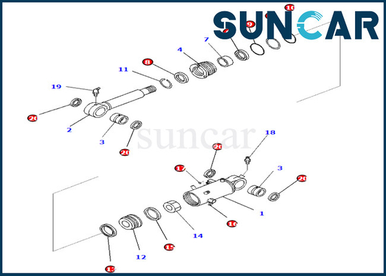 Jogo 707-98-42720 7079842720 do selo do cilindro de lâmina para PC88MR-10 a máquina escavadora Komatsu Inner Parts