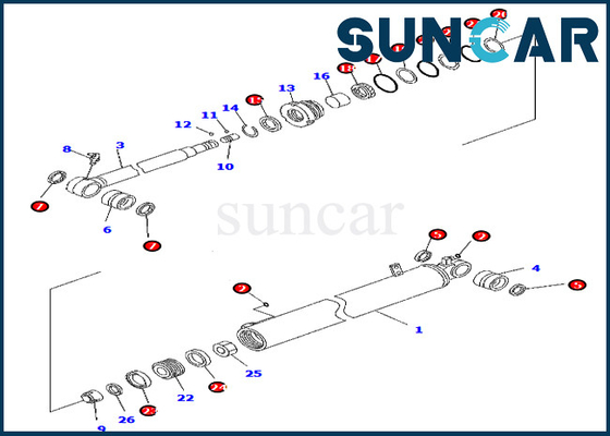 707-98-41350 selo Kit Fits For Komatsu PC88MR-8 PW98MR-8 do reparo do cilindro do balanço de 7079841350 crescimentos