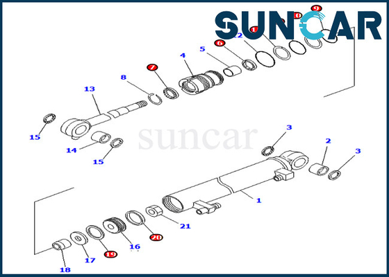 Máquina escavadora Sealing Kit 707-98-03030 7079803030 jogos de reparação do selo do cilindro do crescimento de PC02-1 KOMATSU