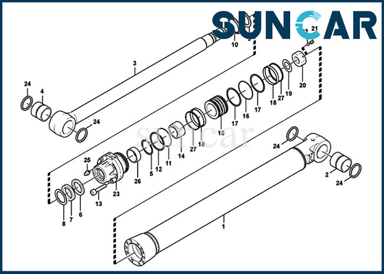 Selo Kit Replacement Service Kits do cilindro do braço do Dipper de EC700B SUNCARVO.L.VO VOE14618213 VOE 14618213
