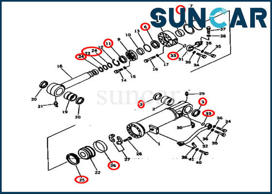 Jogo 707-99-64405 7079964405 da substituição do selo de SUNCAR para D275A-2 KOMATSU