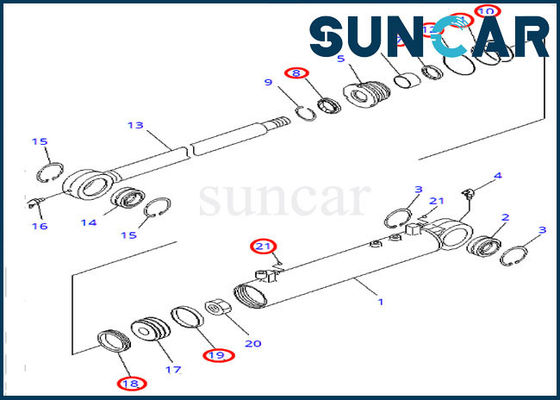 Cilindro hidráulico Kit Angle Seal Kit de D31EX-21 KOMATSU 707-98-22850 7079822850
