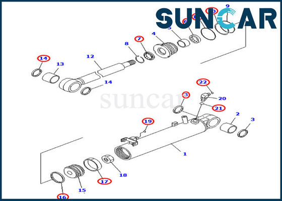 707-98-22910 selo Kit Fits D31EX-21 D31PX-21 KOMATSU do cilindro hidráulico do elevador