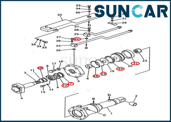 195-63-05130 1956305130 Tilt Cylinder Service Kit D355A-5 Komatsu Repair Seal Kit