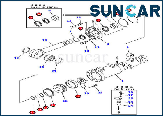 D375A-3 KOMATSU parte a selagem Kit Hydraulic Cylinder Service Kit da inclinação 707-98-74410