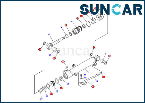 707-98-03570 jogo do serviço de Inner Parts da máquina escavadora de Kit Komatsu PC09-1 do selo do cilindro do crescimento