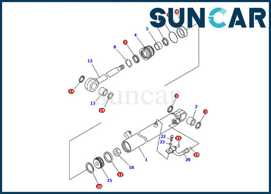 707-98-03590 peças de reparo da máquina escavadora de Kit Komatsu Bucket Cylinder Seal Kit Fits PC09-1 do serviço