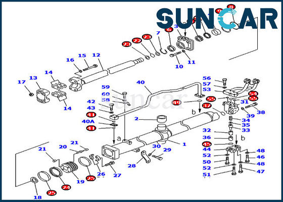 707-98-56625 selo Kit Dozer Service Kit For D375A-3 D375A-5D KOMATSU do cilindro do elevador da lâmina