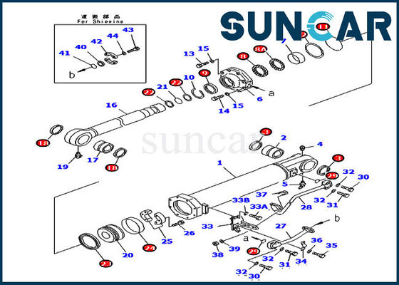 D375A-5 KOMATSU 707-99-74020 jogo de reparação do selo do cilindro hidráulico da inclinação de 7079974020 estripadores